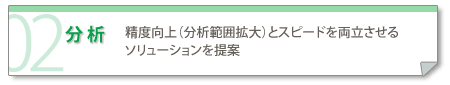 分析：精度向上（分析範囲拡大）とスピードを両立させるソリューションを提案