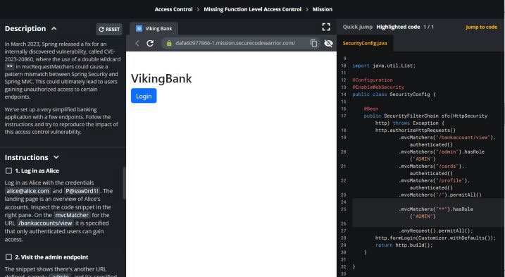 Secure Code Warrior Information デモサイトページ画面