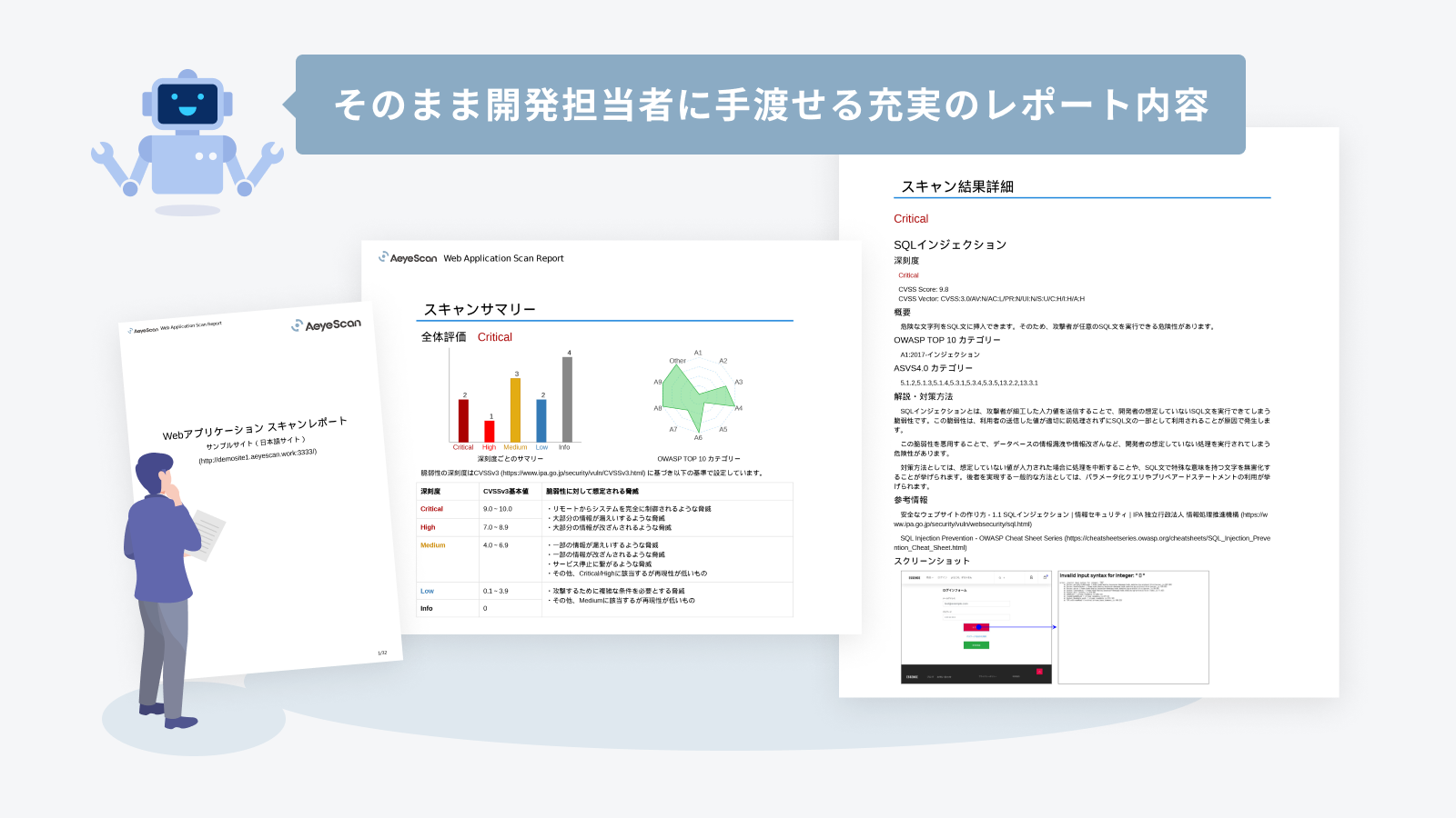そのまま担当者に手渡せる充実のレポート内容