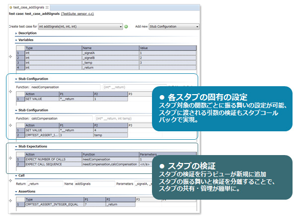 C++test：スタブの管理工数の削減、テストケース作成工数の削減