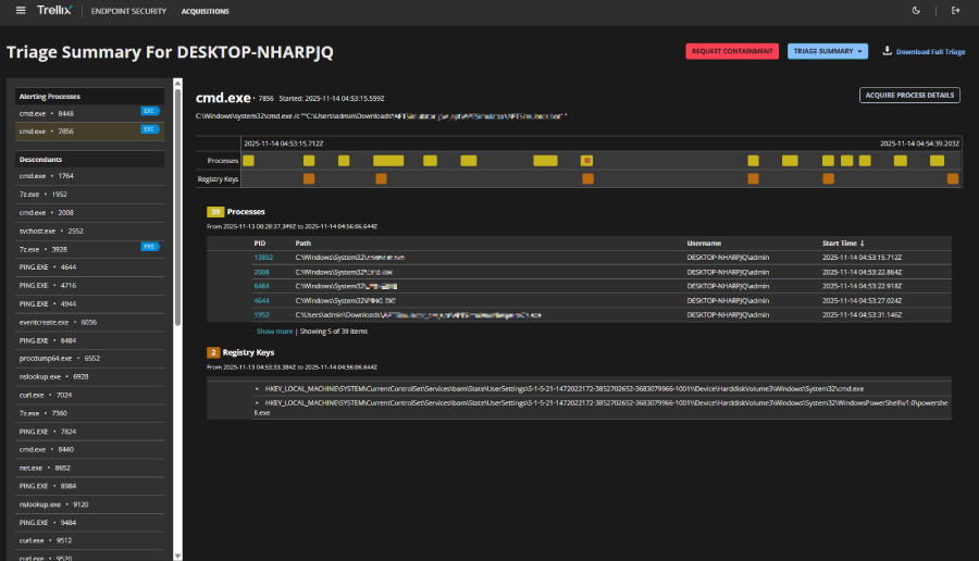 Trellix Endpoint Security (HX):検知イベントの関連データを自動収集