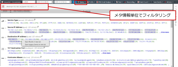 RSA NetWitness Network利用ケース：メタ情報単位でフィルタリング