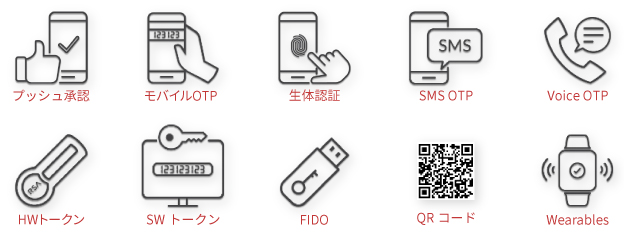 安全で使いやすい豊富な多要素認証（MFA）方式