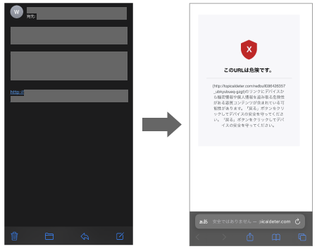 フィッシングサイト検出時