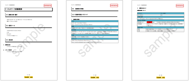 ネットワーク脆弱性診断サービス　診断結果報告書